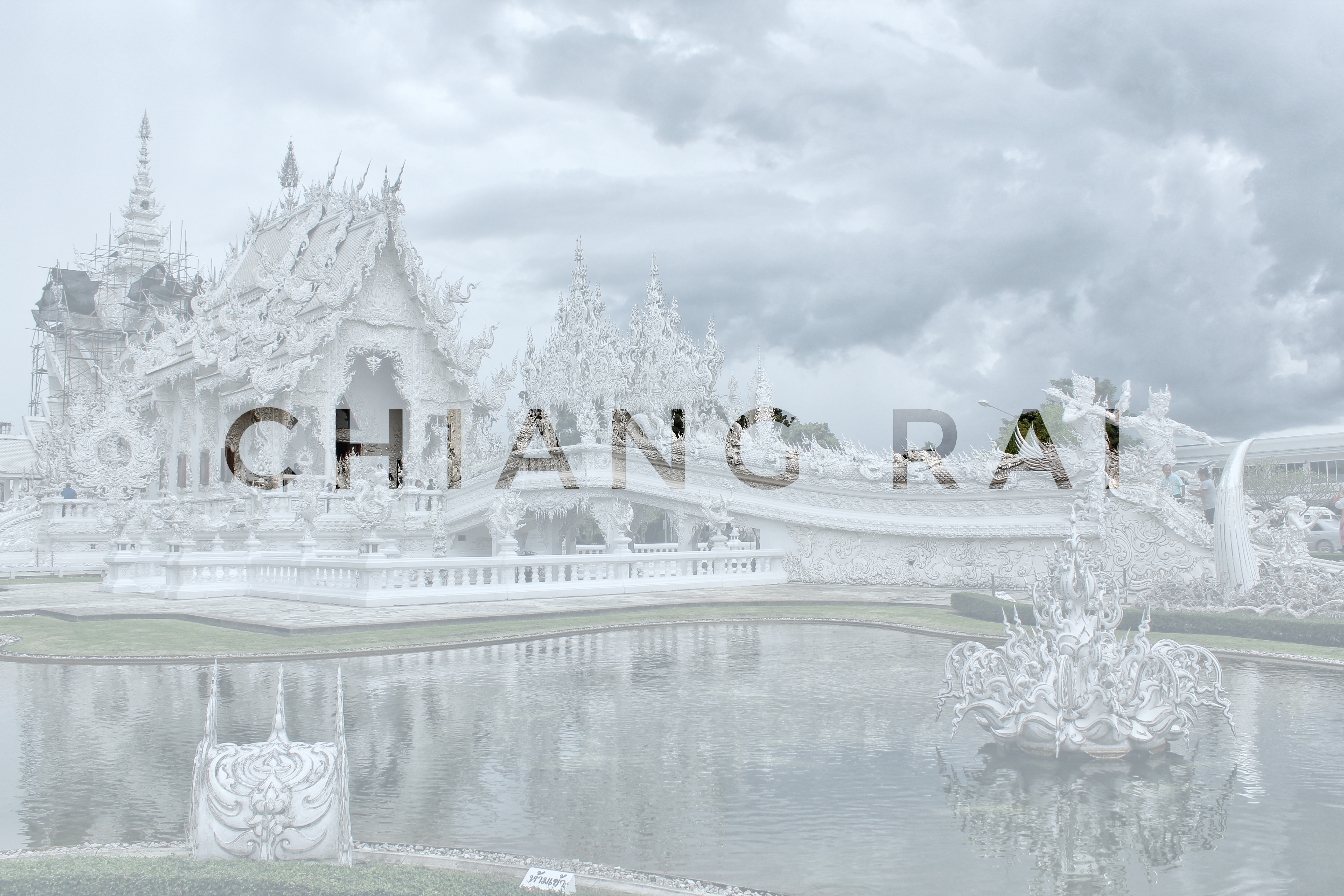 white temple in chiang rai, thailand, asia