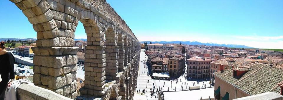 the view on top of the aquaduct of segovia, madrid, spain