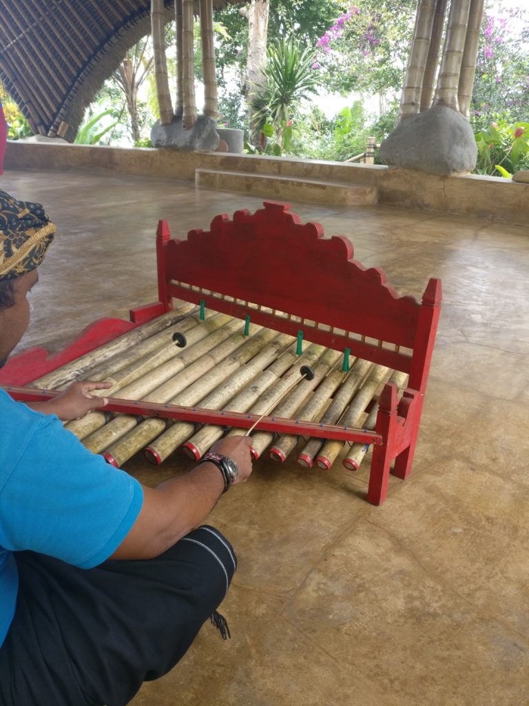 our driver playing the rindik in Munduk, Bali, indonesia