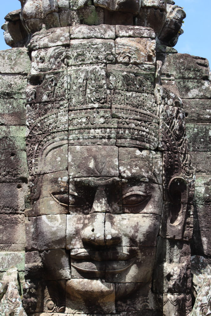 a face statue at bayon temple in siem reap that is also on a bank note, Siem Reap, Cambodia