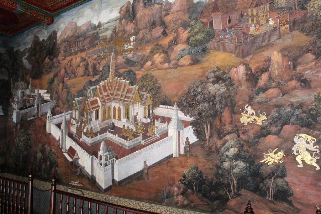 painting on the wall of the grand palace in bangkok