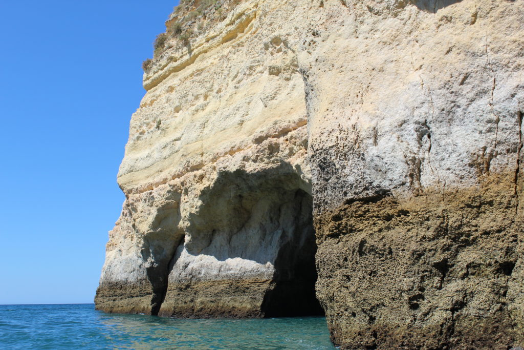a cave alongside the coast in Portimão, the Algarve, Portugal