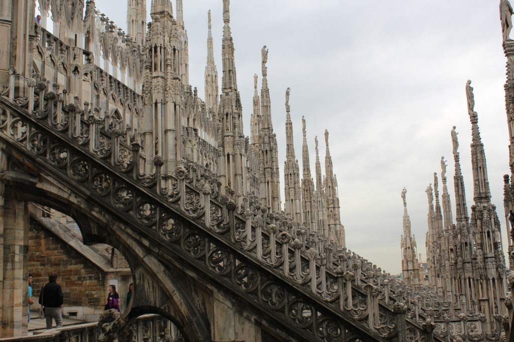 on the roof of the il duomo in Milan, Italy