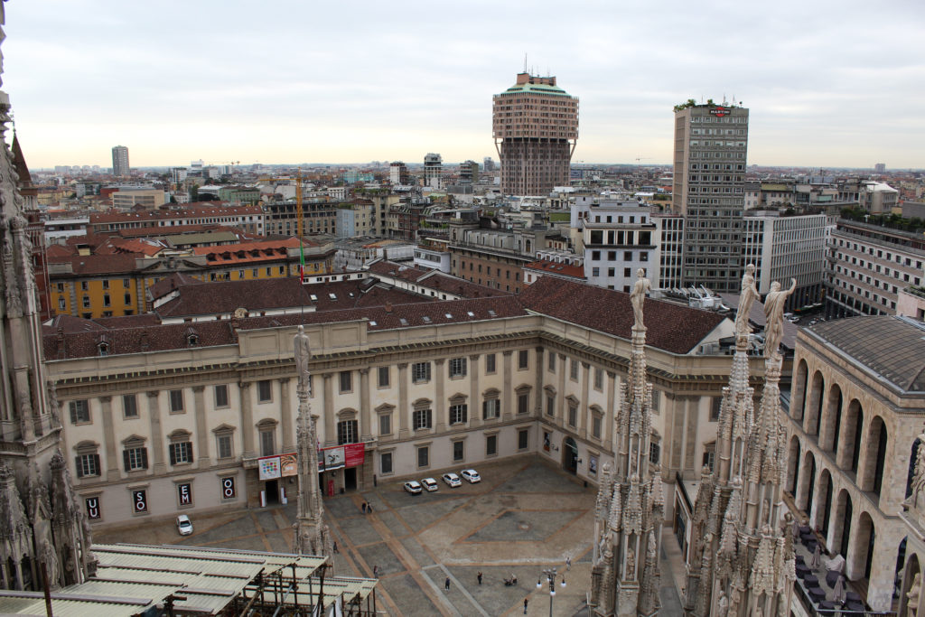 on the roof of the il duomo in Milan, Italy