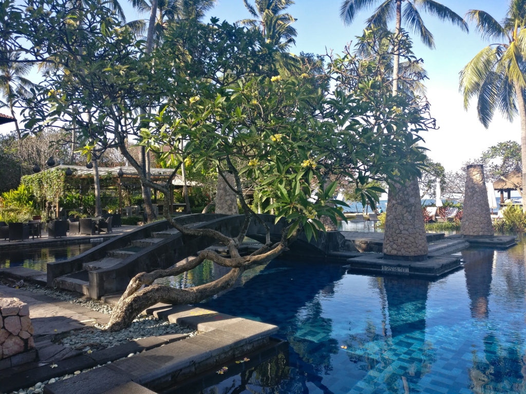 the swimming pool at sheraton senggigi beach resort in Lombok, Indonesia