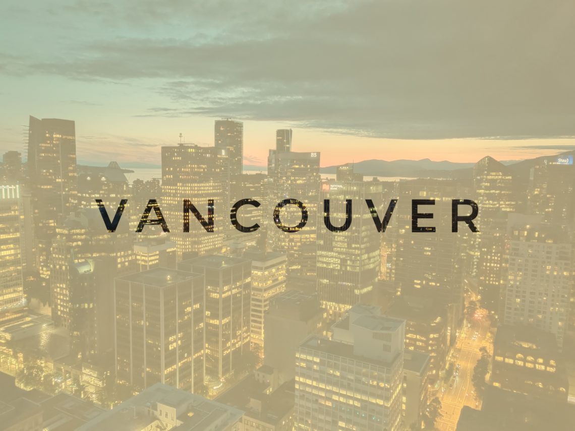 header vancouver skyline during sunset, north america