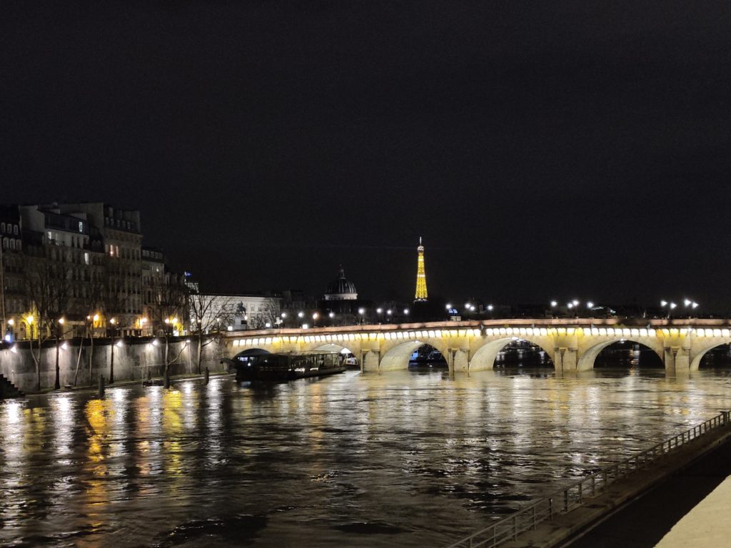the pont neuf and eiffel tower in Paris, France