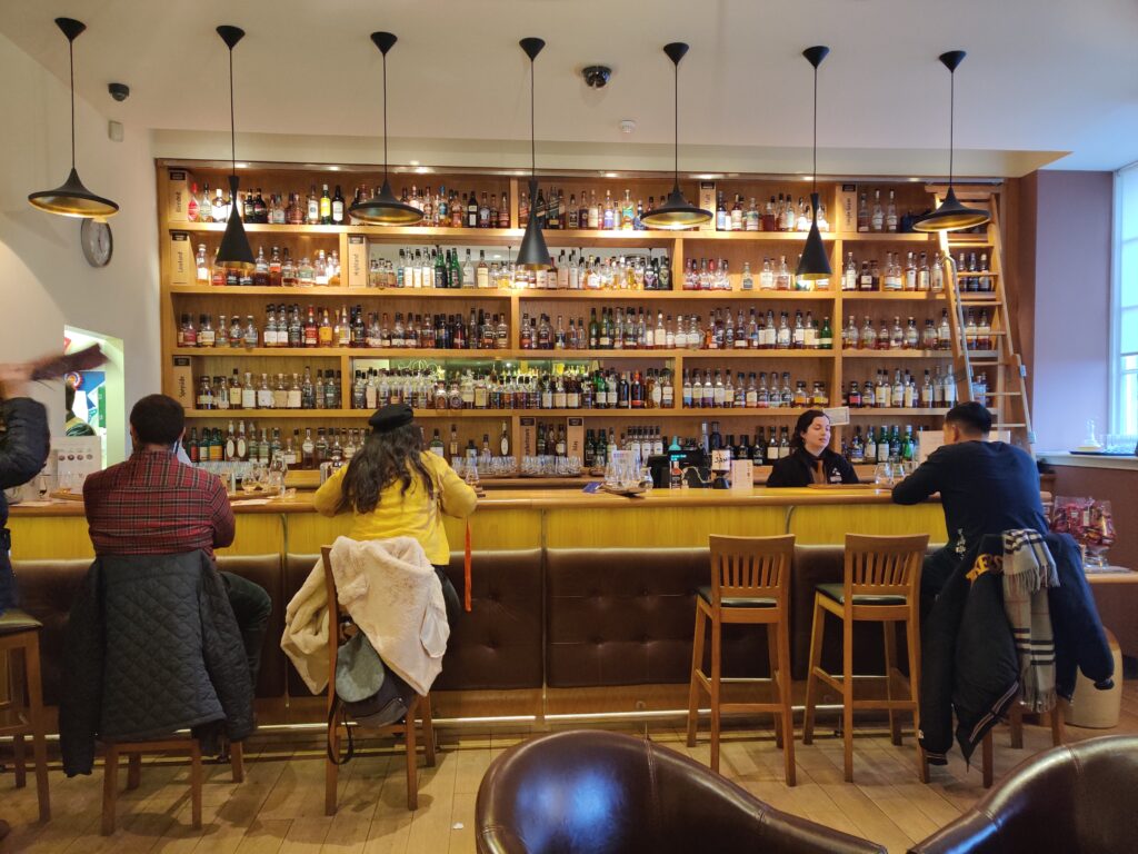 the bar of the Scottish Whiskey Experience in edinburgh scotland.
