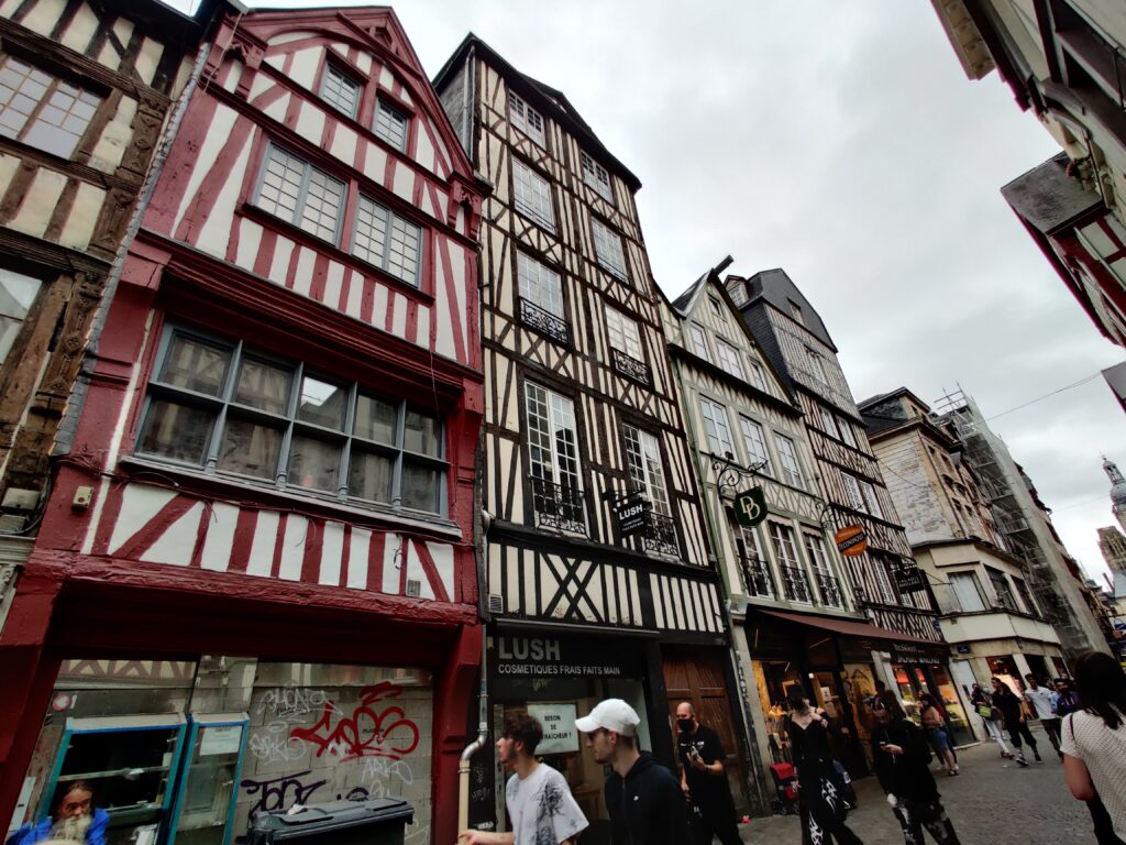 old timber houses in rouen, normandy, france