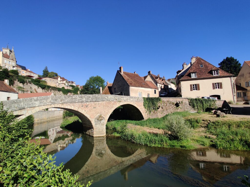 a bridge in the medieval town of Semur-en Auxois Côte-d’Or france