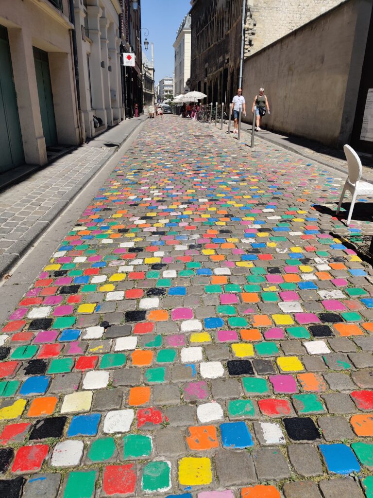 a coloured street in Reims (champagne) France