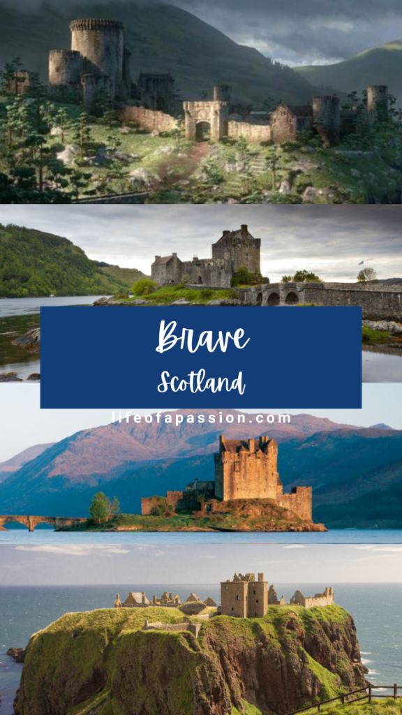 Disney movie film locations in real life - Brave - Scotland, Urquhar, Dunnottar, Eilean Donan
