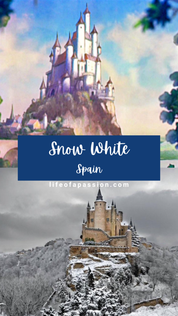 Disney movie film locations in real life - snow white castle, Alcazar Castle in Segovia, Spain