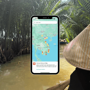 product shot of my vietnam hotspots maps, it's a travel map with all of my pins and research on vietnam.